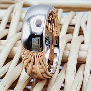 Rose Gold Tungsten Carbide Wedding Band – Unisex Polished Domed Ring W334